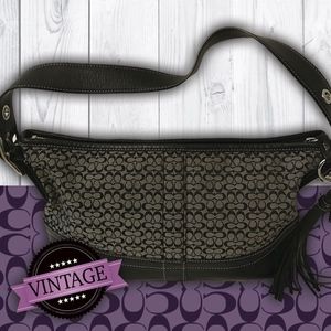 Vintage Black Coach Signature Tassel Shoulder Bag